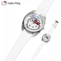 Montre Hello Kitty Nautical argentée et blanche avec strass